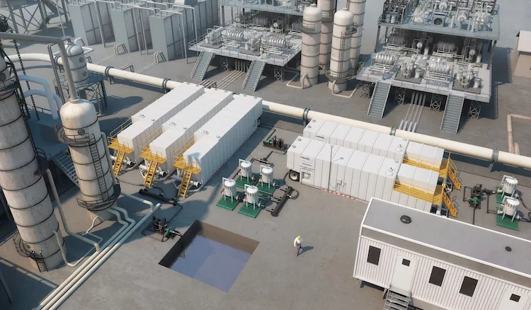 plant refinery with white tanks