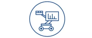 boom lift and graph icon