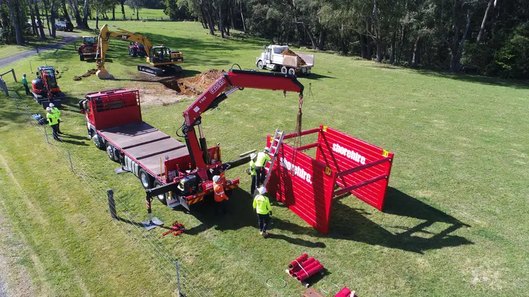 4m box build farm and truck drone still shot