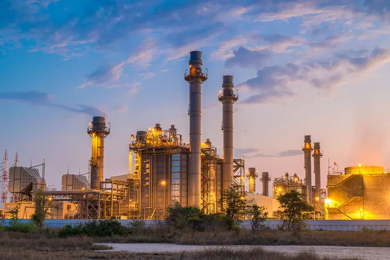 Powerplant at sunset.