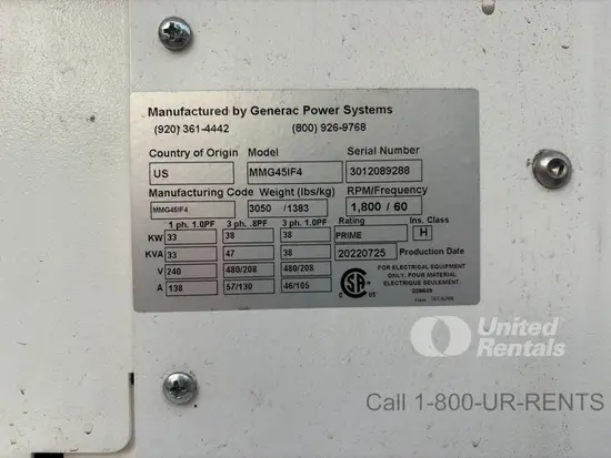 2022 Generac MMG45IF4 Diesel Generator