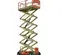 Side view of an extended orange and beige JLG scissor lift.