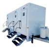 White Jag 3-Station Restroom and Shower Trailer Combo, 3 Sinks