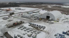 winter jobsite with snow