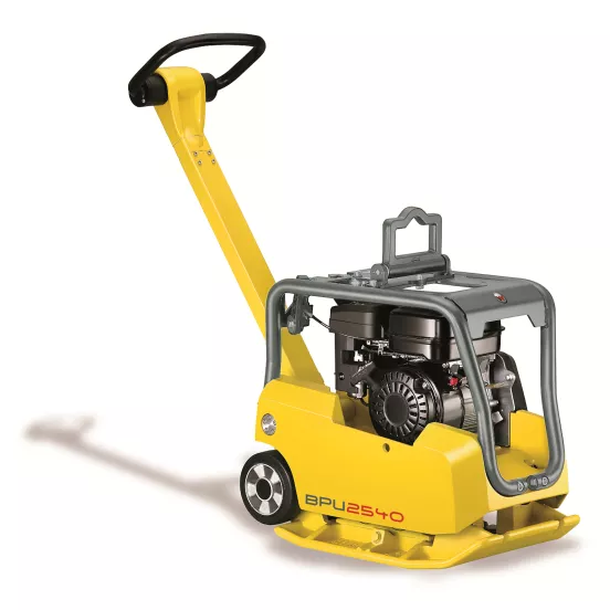 Yellow Wacker-Neuson reversible vibratory plate compactor
