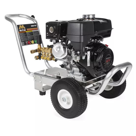 Silver and Black Mi-T-M 3,000 psi pressure washer