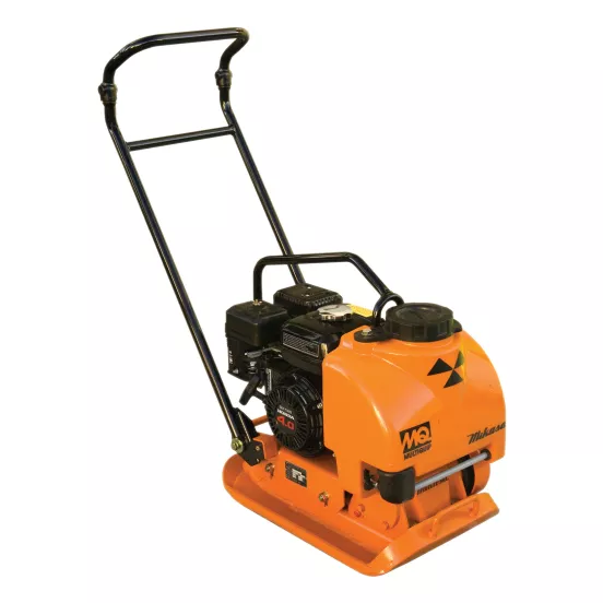 Orange Multiquip Mikasa vibratory plate compactor