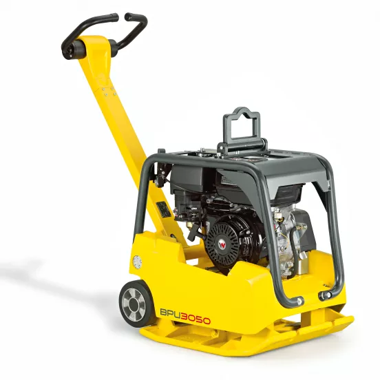 Yellow Wacker-Neuson reversible vibratory plate compactor