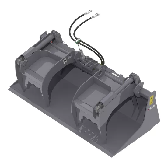 Gray Paladin Grapple Bucket Attachment for Skid Steer