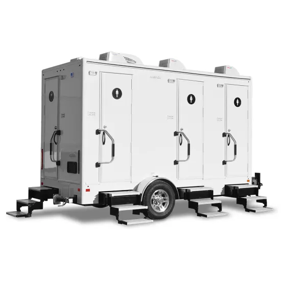 White Satellite 4-Station Restroom Trailer with 4 Sinks