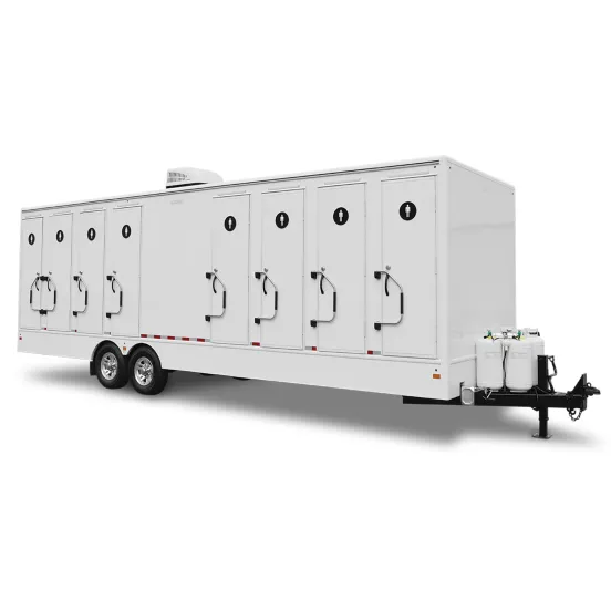 White Satellite 8-Station Restroom Trailer with up to 8 Sinks