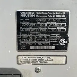 2018 Wacker Neuson G 70 Diesel Generator