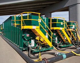Industrial setup with several tanks